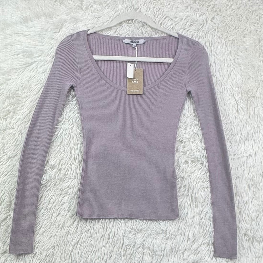 NWT Madewell Lilac Ribbed Scoop Neck Top XXS